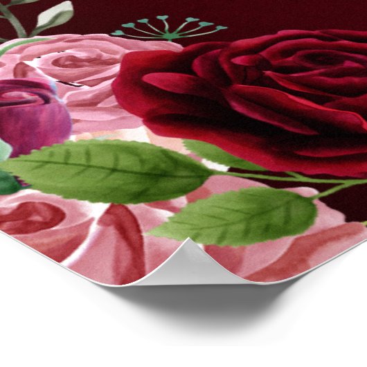 Poster signe d'accueil fleuri mariage bordeaux (Coin)