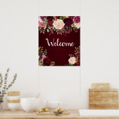 Poster signe d'accueil fleuri mariage bordeaux (Cuisine)