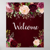 Poster signe d'accueil fleuri mariage bordeaux (Devant)