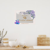 Poster signe d'accueil romantique violet fleuri (Cuisine)