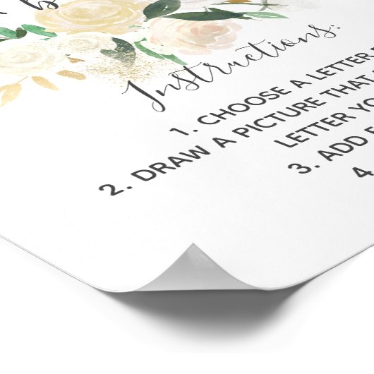 Poster Signe d'activité de la page Alphabet Fleurs baby s (Coin)