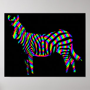 Poster Signe d'affiche Zebra Rainbow Silhouette