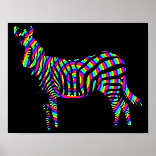 Poster Signe d'affiche Zebra Rainbow Silhouette (Devant)