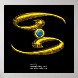 POSTER SIGNE D'ANNIVERSAIRE CANCER/OR ZODIAC