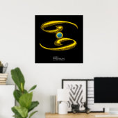 POSTER SIGNE D'ANNIVERSAIRE CANCER/OR ZODIAC (Bureau à domicile)