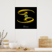 POSTER SIGNE D'ANNIVERSAIRE CANCER/OR ZODIAC (Cuisine)