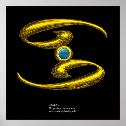 POSTER SIGNE D'ANNIVERSAIRE CANCER/OR ZODIAC (Devant)