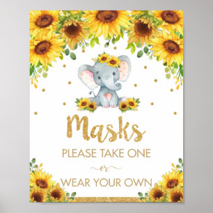 Poster Signe d'anniversaire de la douche de l'éléphant de
