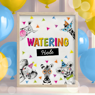 Poster Signe d'anniversaire de la fête Safari Animaux