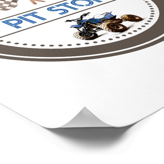 POSTER SIGNE D'ANNIVERSAIRE DE L'ARRÊT DE PIT QUATRE VÉLO (Coin)