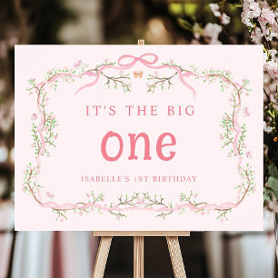 Poster Signe d'anniversaire du premier cadre floral en fl