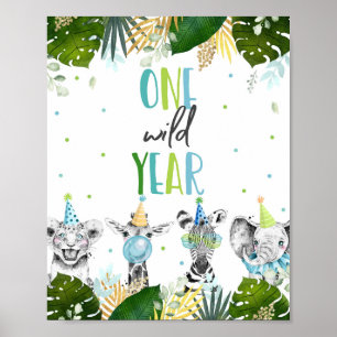Poster Signe d'anniversaire d'une année sauvage Safari Pa