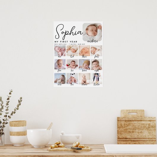 Poster signe d'anniversaire, premier bébé imprimable (Cuisine)