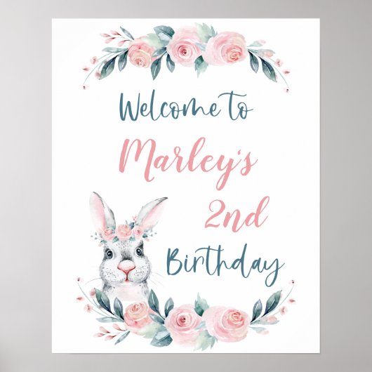 Poster Signe d'anniversaire "Some Bunny", tout âge accept (Devant)