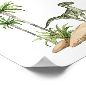 Poster SIGNE D'Aquarelle Jurassic Dinosaur Dino Dino (Coin)