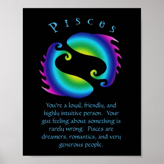 Poster SIGNE D'Astrologie Poissons Zodiac Pisces (Devant)