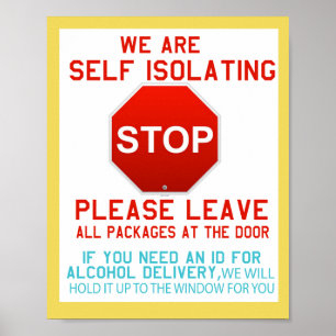 Poster Signe d'auto-isolement pour les livraisons Virus C