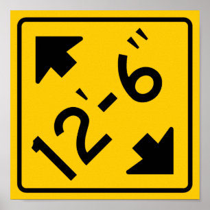 Poster Signe d'avertissement de route de bas dégagement