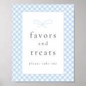 Poster SIGNE DE Baby shower Bleu Plaid Simple (Devant)