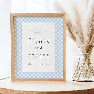 Poster SIGNE DE Baby shower Bleu Plaid Simple