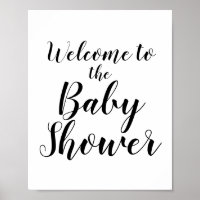 SIGNE DE Baby shower D'ACCUEIL Calligraphie Noire