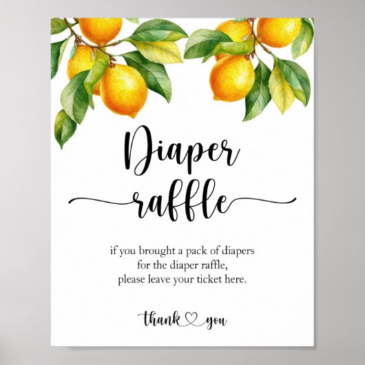 Poster Signe de Baby shower de citron (Devant)