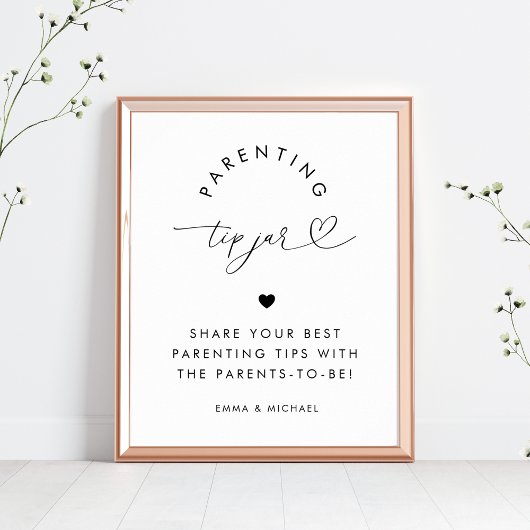 Poster Signe de Baby shower de la jarre du script cardiaq