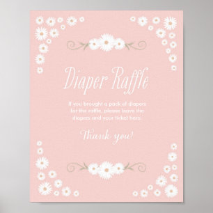 Poster Signe de Baby shower de la marguerite rose Boho