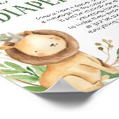 Poster Signe de Baby shower de nuit Lion vert (Coin)