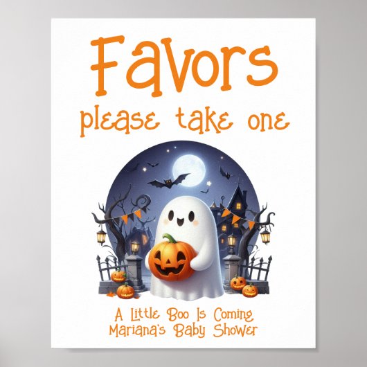 Poster Signe de Baby shower neutre Little Boo (Devant)