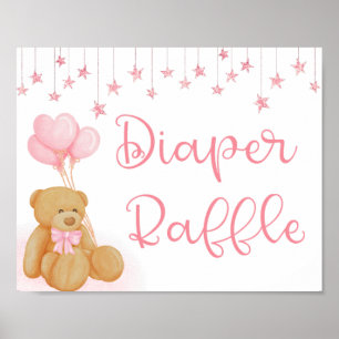 Poster Signe de Baby shower rose Refus de papier Teddy Be