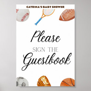 Poster SIGNE DE Baby shower Sportif Allstar 5x7