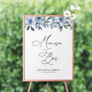 Poster signe de barre mimosa bleu poussiéreux