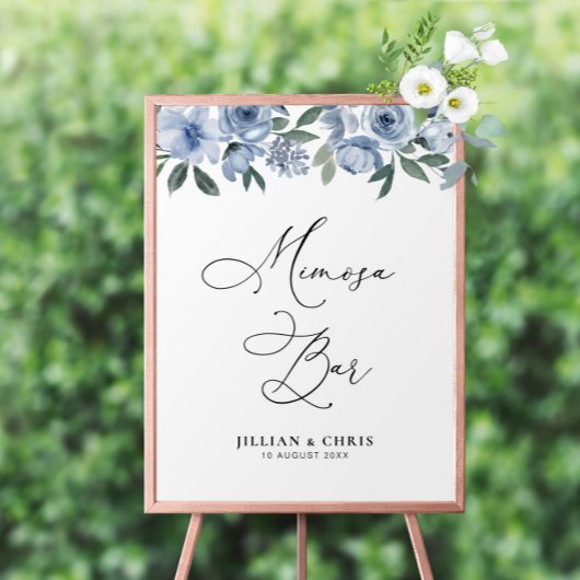 Poster signe de barre mimosa bleu poussiéreux