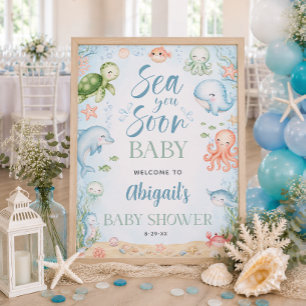 Poster Signe de bienvenue à la Baby Shower Océan "Sea You