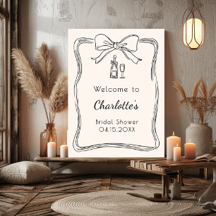 Poster Signe de bienvenue à la douche de mariée nœud papi
