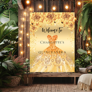 Poster Signe de bienvenue à la fête de Quinceanera robe d