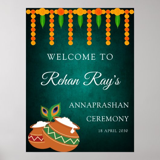 Poster Signe de bienvenue Annaprashan traditionnel (Devant)