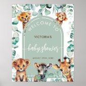 Poster Signe de bienvenue Baby Shower Boho Chic Animaux d (Devant)