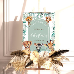 Poster Signe de bienvenue Baby Shower Boho Chic Animaux d