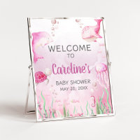 Signe de bienvenue Baby Shower Rose sous la mer