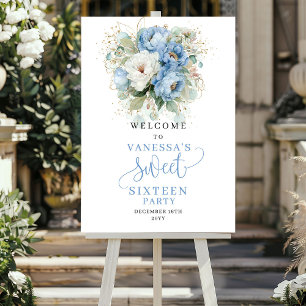 Poster Signe de bienvenue Bohemian Blue et Or pour un Swe