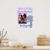 Poster Signe de bienvenue de Bat Mitzvah d'arbre scintill (Cuisine)