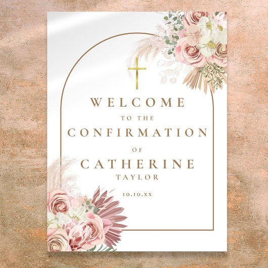 Poster Signe de bienvenue de confirmation de fleurs d'her