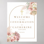 Poster Signe de bienvenue de confirmation de fleurs d'her (Devant)