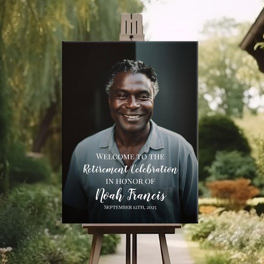 Poster Signe de bienvenue de la fête de retraite avec pho