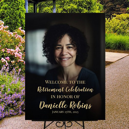 Poster Signe de bienvenue de la fête de retraite avec pho