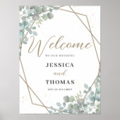 Poster Signe de bienvenue de mariage au feuillage d'eucal (Devant)