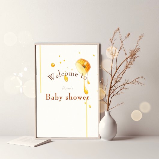 Poster signe de bienvenue du baby shower des abeilles