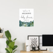Poster Signe de bienvenue du baby shower forestier des mo (Bureau à domicile)